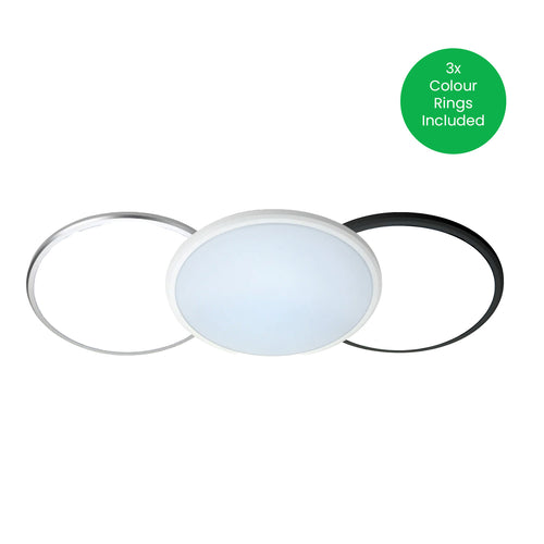 14W 290mm 3000K LED Button With 3 Colour Rings included (White, Silver, Black)