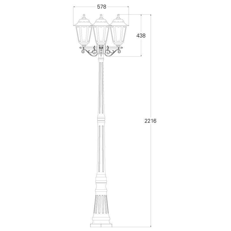 Vintage 3 Light Pole Lantern